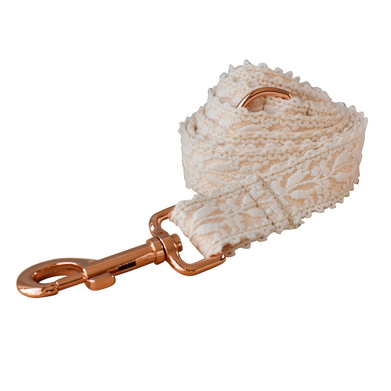Leaf Lace Pet Collar Bow Metal Buckle