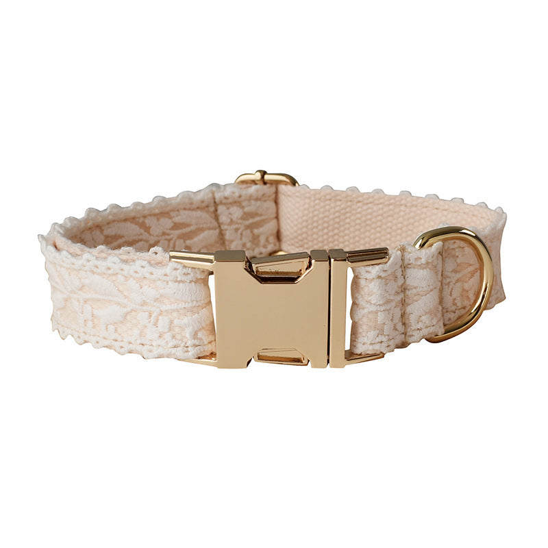 Leaf Lace Pet Collar Bow Metal Buckle