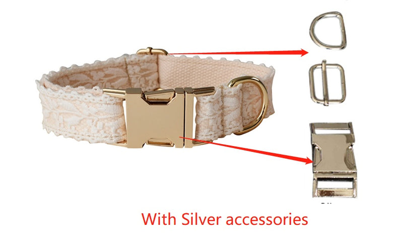 Leaf Lace Pet Collar Bow Metal Buckle