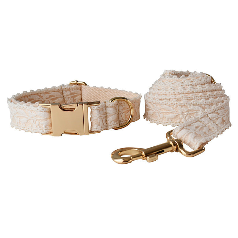 Leaf Lace Pet Collar Bow Metal Buckle