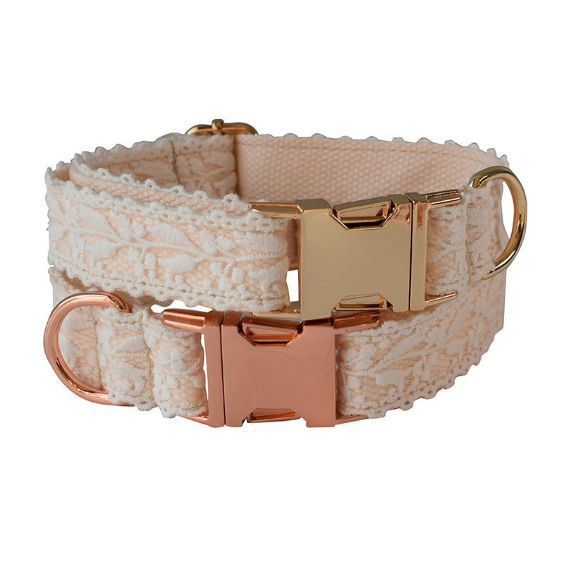 Leaf Lace Pet Collar Bow Metal Buckle