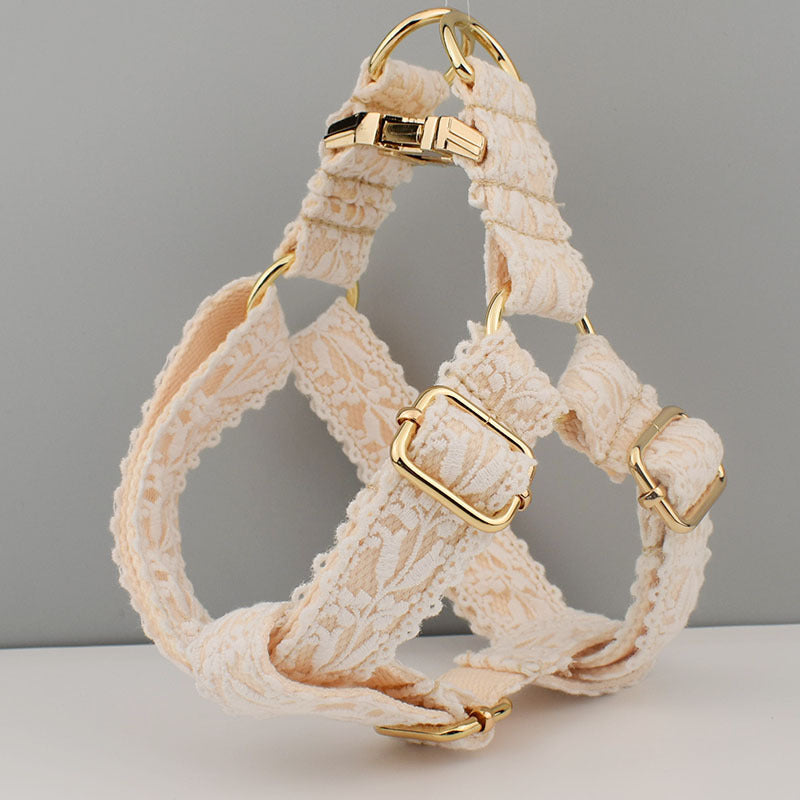 Leaf Lace Pet Collar Bow Metal Buckle